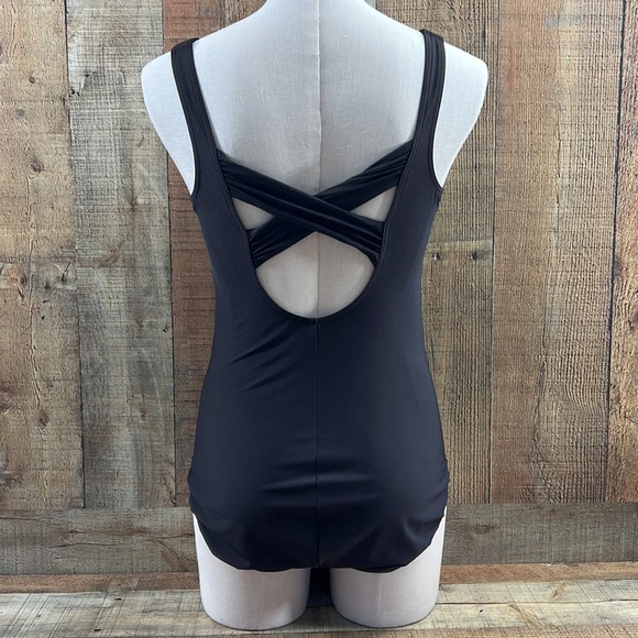 Lands End Brown Ruched Front One Piece Swimsuit Womens 12 Underwire - Picture 3 of 7